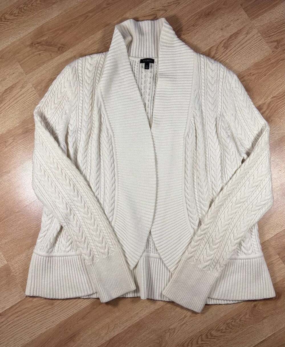 Talbots wool blend Women's XL Cable Knit Shawl Collar Cardigan Sweater